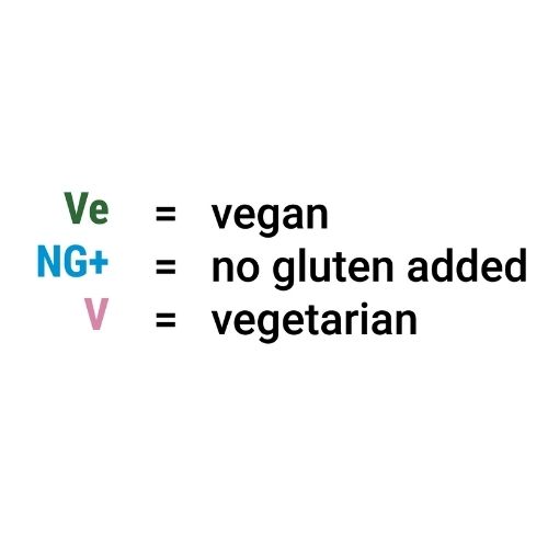 Ingredient Key at Homespun showing vegan, vegetarian, and gluten free options