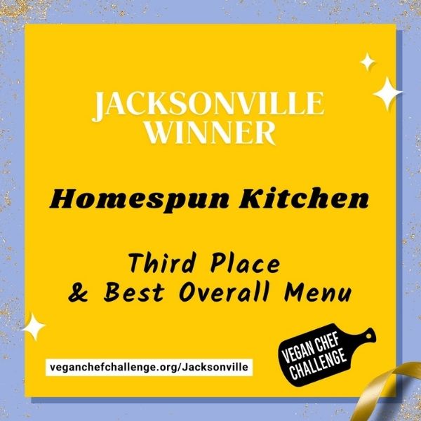 Homespun Kitchen winning at the Jacksonville Vegan Chef Challenge Awards